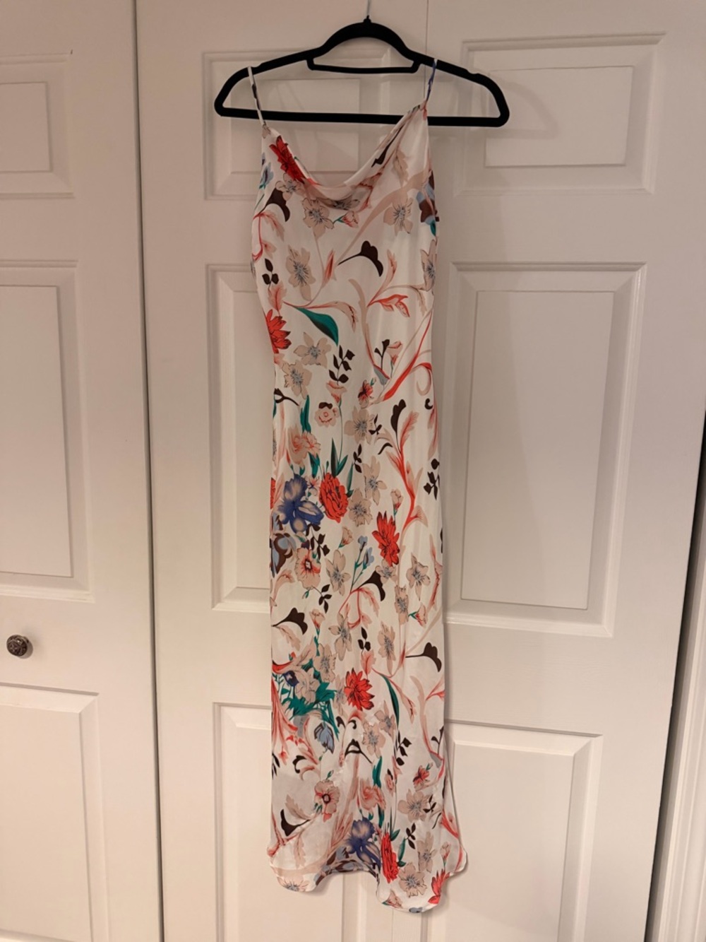 Lulu's White Floral Midi Slip Dress with Multicolor Blooms